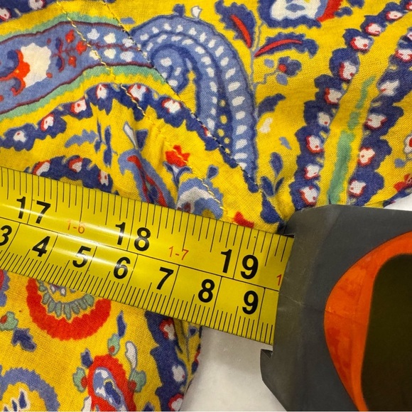 Lauren Ralph Lauren Paisley Top Sz M/P Button Up Shirt 3/4 Sleeve Yellow multi - Picture 8 of 10